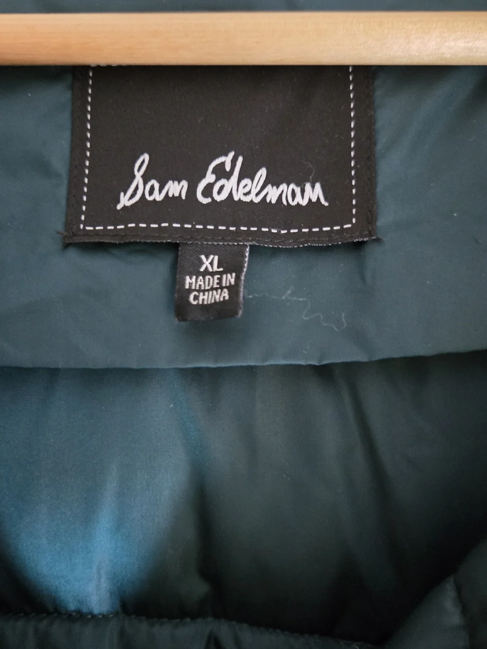 Sam Edelman Teal Puffer Coat with Cream Sherpa and Multicolor Houndstooth - Picture 2 of 7